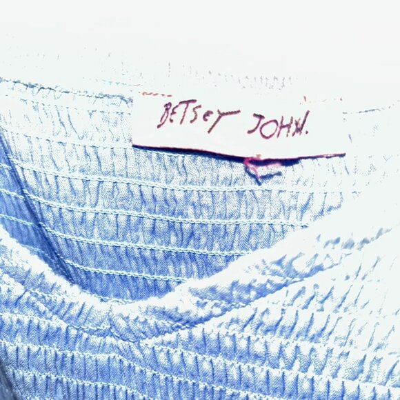 betsey johnson rich light blue eyelet smocking Baby Doll Dress Y2K M - Picture 2 of 4